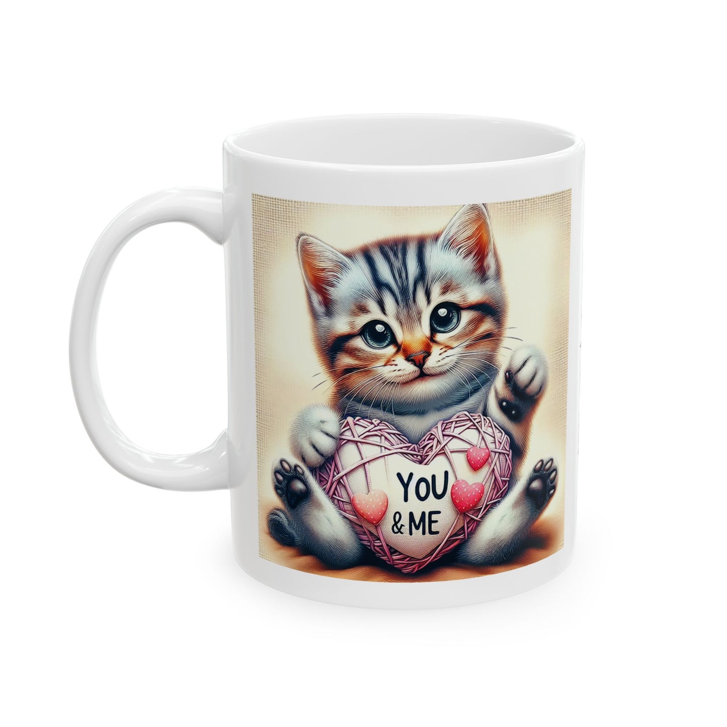 Custom Cat with a Heart Mug Valentine Gift