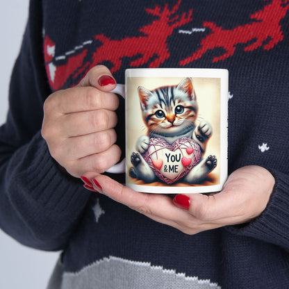 Custom Cat with a Heart Mug Valentine Gift