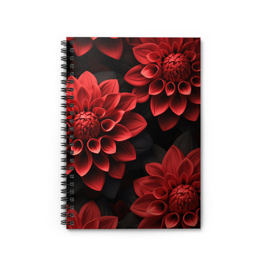 Spiral Notebook - 3D Flower Dark Background Ruled Line