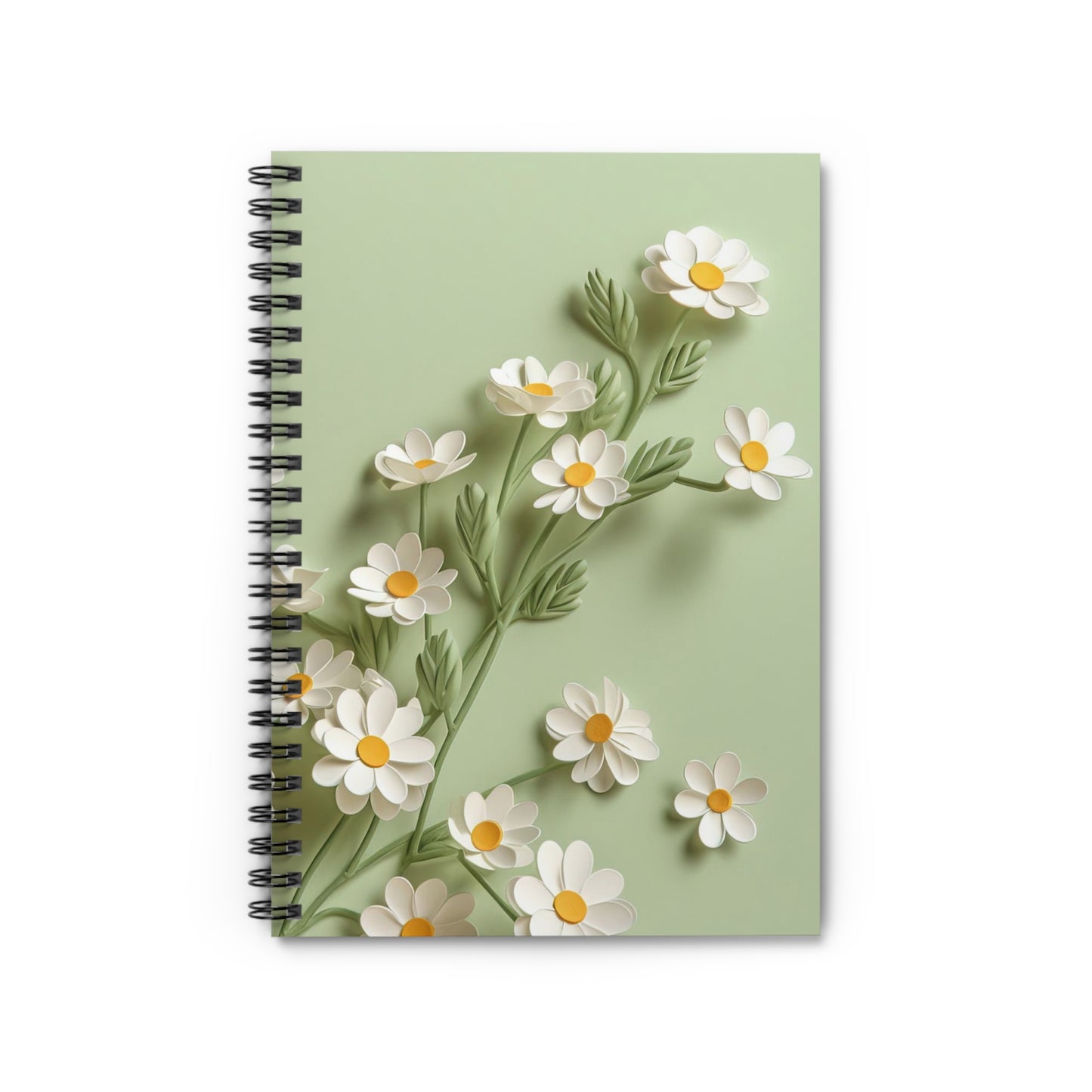 Classy Daisy Spiral Notebook -  3D Style - Ruled Line