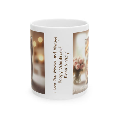 Custom Cat with Roses Valentine Mug Cute Cat - Cat lover Gift