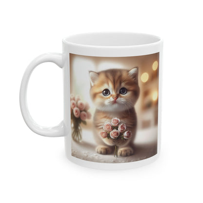 Custom Cat with Roses Valentine Mug Cute Cat - Cat lover Gift