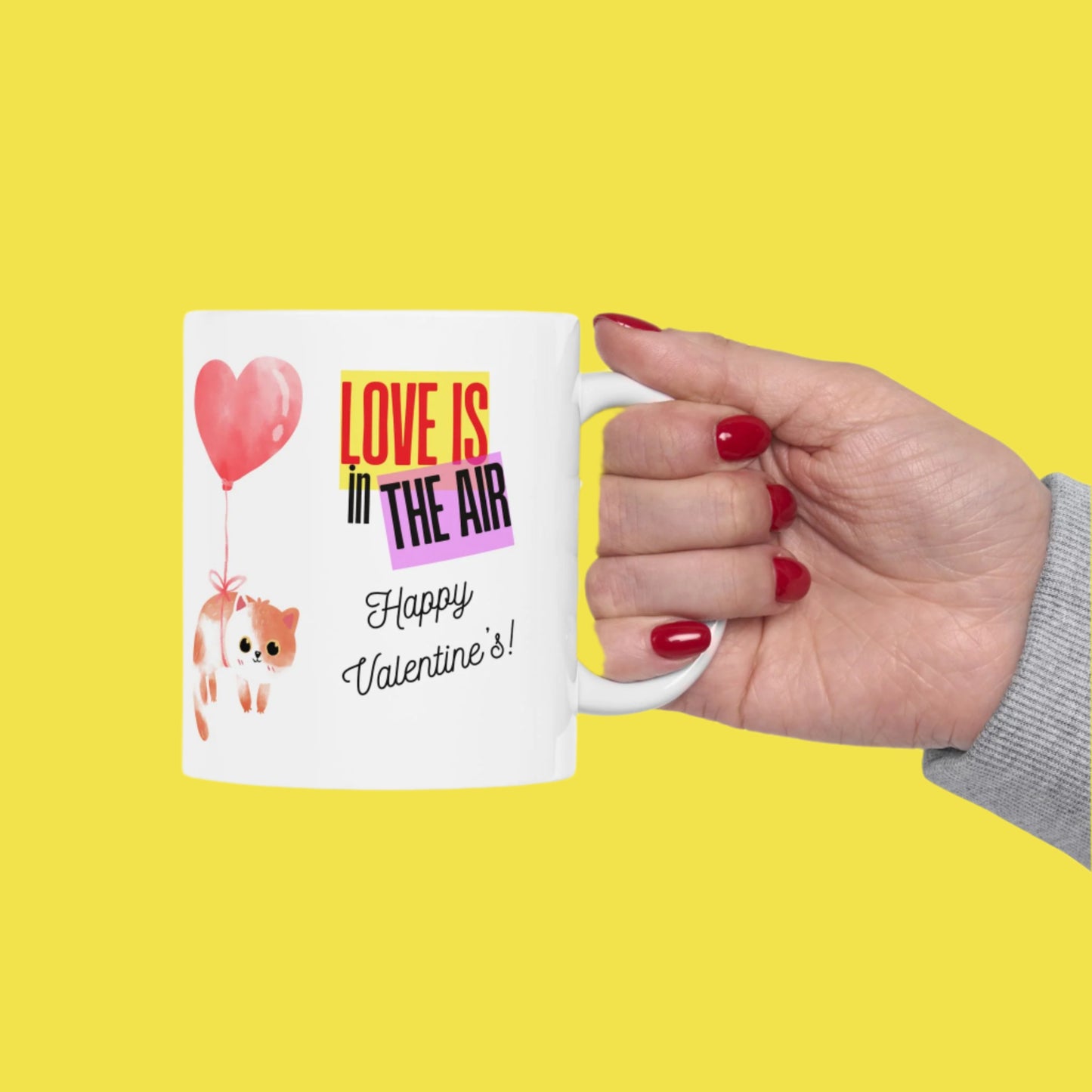 valentine mug cat love air